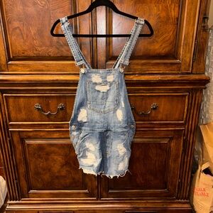 Hudson Distressed Denim Overalls Shortalls Size XS